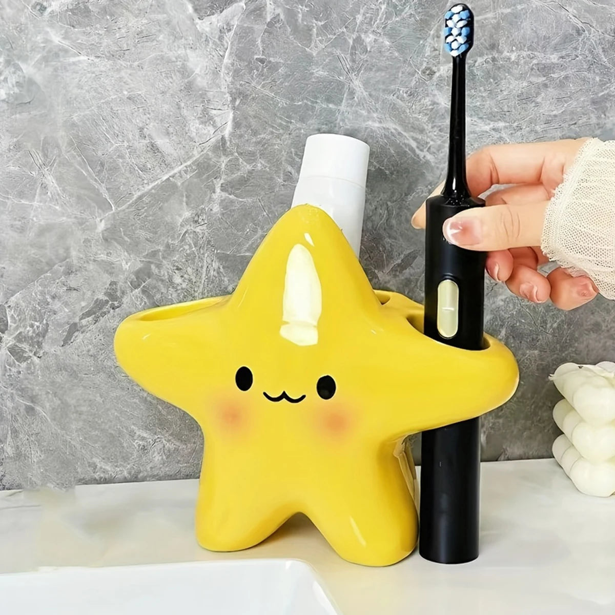 Cute StarSmile Toothbrush Holder Buddy Organizer