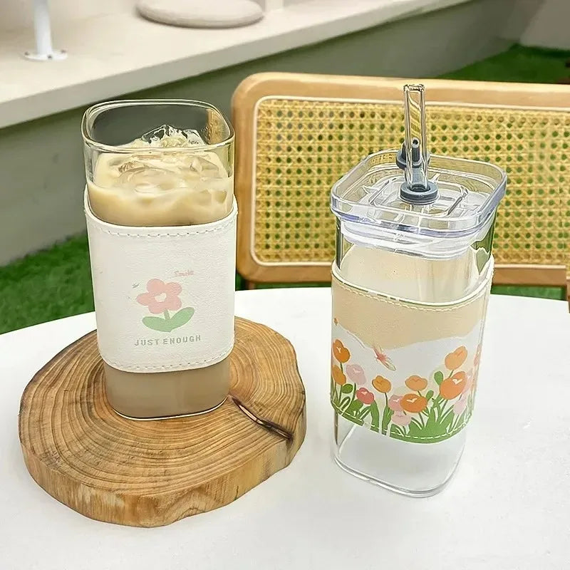 Square Clear Glass Coffee Cup