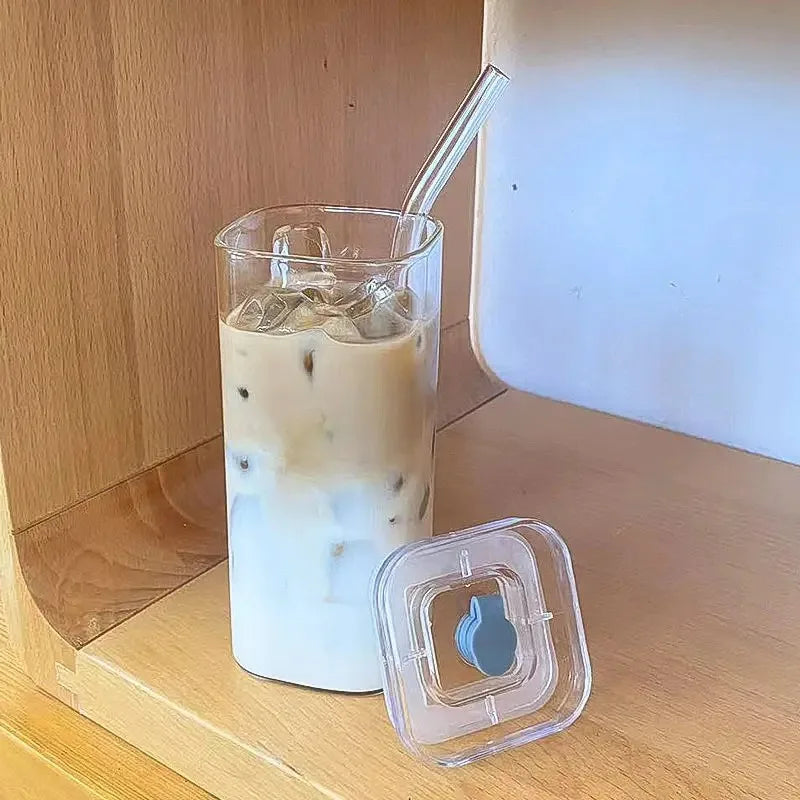 Square Clear Glass Coffee Cup