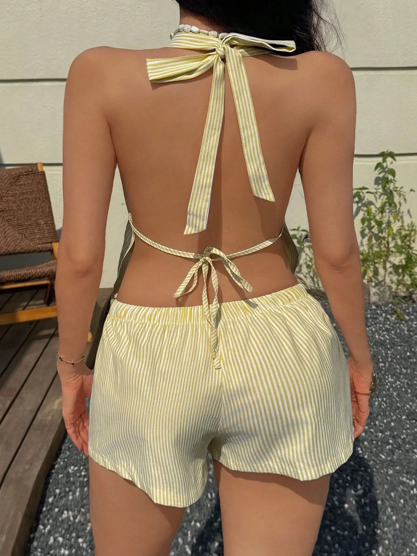 Striped Summer Halter Top Set